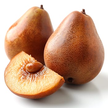 Exotic sapodilla fruit on white isolated background AI generated image