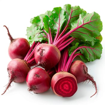 Country vegetables, beets on a white isolated background AI generated image