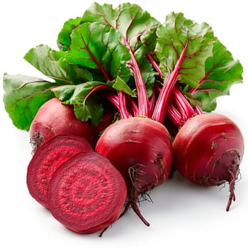 Country vegetables, beets on a white isolated background AI generated image