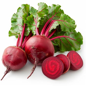 Country vegetables, beets on a white isolated background AI generated image