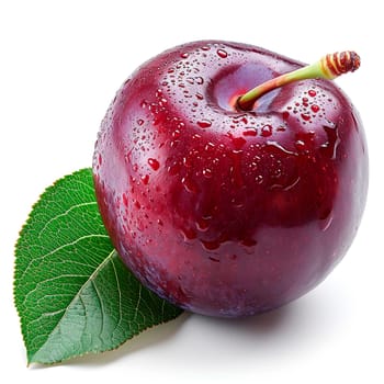 Garden ripe plum on a white isolated background AI generated image