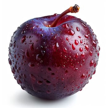 Garden ripe plum on a white isolated background AI generated image