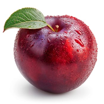 Garden ripe plum on a white isolated background AI generated image