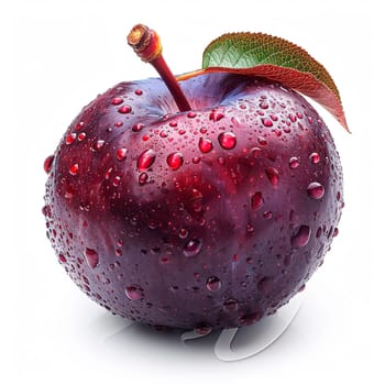 Garden ripe plum on a white isolated background AI generated image