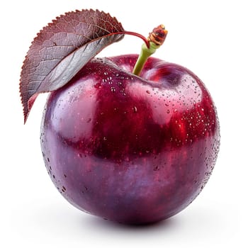 Garden ripe plum on a white isolated background AI generated image