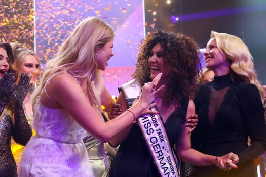 The new Miss Germany 2024,Apameh Schönauer (Berlin),39 years old,successful architect and activist for women's rights is celebrated by her colleagues after the victory at the Miss Germany Awards 2024 - Europapark Rust - The final at Europapark Rust - On Saturday,24 February 2024,the title "Miss Germany"" was awarded for the 20th time at Europapark. 900 guests attended the proclamation at the DOME,and more than 100 media representatives from the press,radio and television were accredited."
