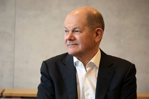 Federal Chancellor Olaf Scholz during a visit to the Europa Park Stadium in Freiburg with the participants in the dialogue with socially engaged citizens from Freiburg and the surrounding area in the Business Lounge on the ground floor of the main grandstand
