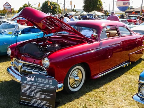 Columbus, USA - July 20, 2015: Exhibition of vintage rarity cars. Samples of the automotive industry of past years.