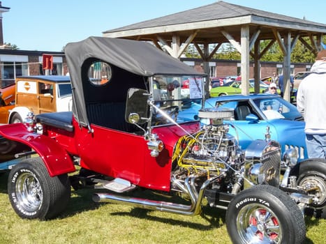 Columbus, USA - July 20, 2015: Exhibition of vintage rarity cars. Samples of the automotive industry of past years.