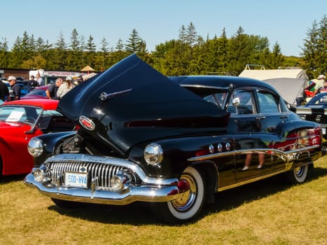 Columbus, USA - July 20, 2015: Exhibition of vintage rarity cars. Samples of the automotive industry of past years.