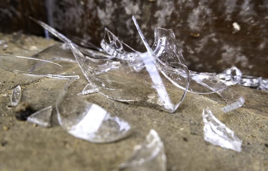 Detail of garbage and pollution, broken glass bottle