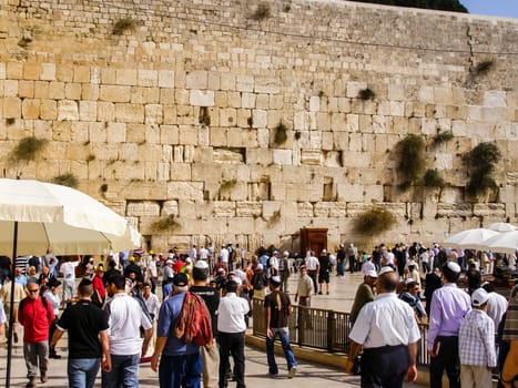 Jerusalem, Israel - May 23, 2013: The city of Jerusalem, sights of the city and Israel, religious symbols and buildings in the streets of the city.