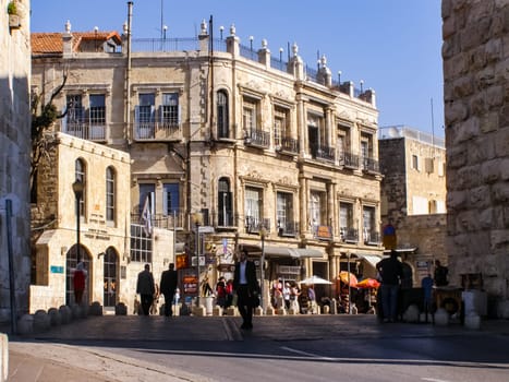 Jerusalem, Israel - May 23, 2013: The city of Jerusalem, sights of the city and Israel, religious symbols and buildings in the streets of the city.