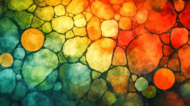 Color Fusion Cells. Abstract image resembling colorful, translucent cells in a stained-glass pattern.creative backgrounds