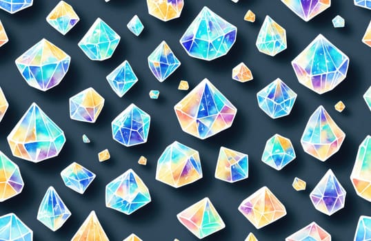 watercolour style, seamless, gem, crystal, gems, crystals, design, prints, texture