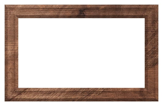 Old brown wooden frame for paintings and photos, copy space