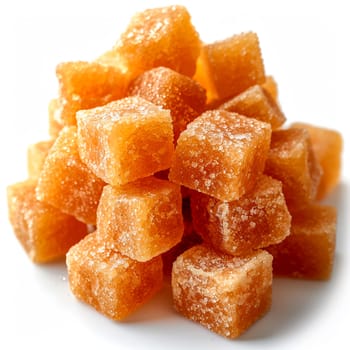 Cane sugar on white isolated background AI generated image