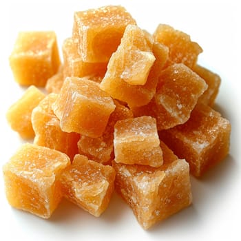Cane sugar on white isolated background AI generated image