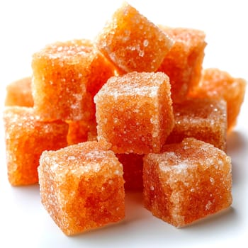 Cane sugar on white isolated background AI generated image