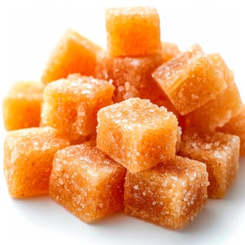 Cane sugar on white isolated background AI generated image