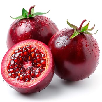 Tamarillo, exotic fruit on white isolated background AI generated image