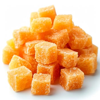 Cane sugar on white isolated background AI generated image