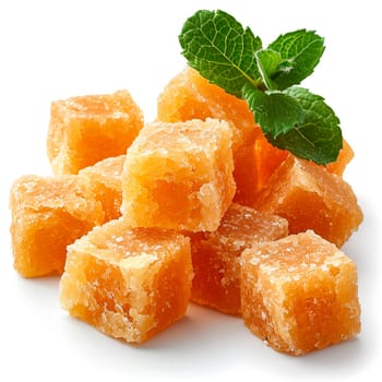Cane sugar on white isolated background AI generated image