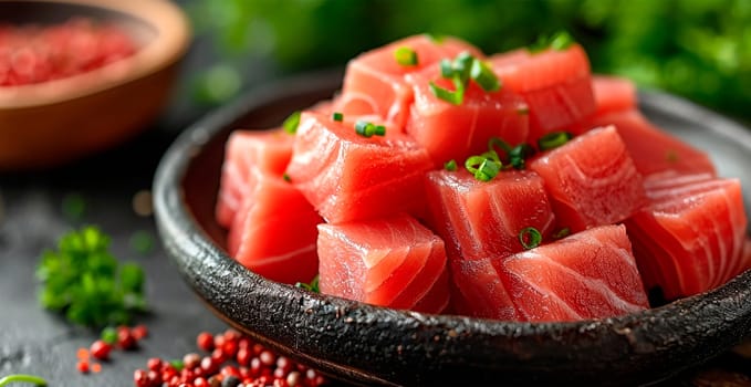 Tuna fillet cooked with spices AI generated image