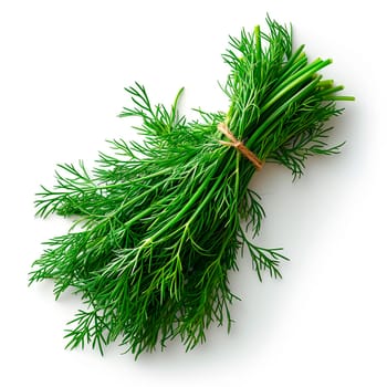 Dill, salad greens, white isolated background AI generated image