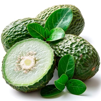 Tropical Feijoa fruit on white isolated background AI generated image