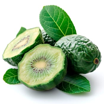 Tropical Feijoa fruit on white isolated background AI generated image