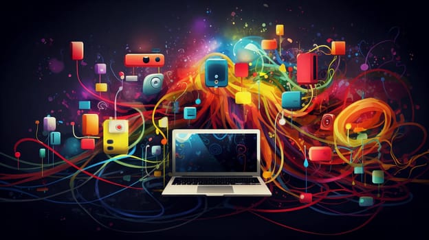 Laptop embodies the power of the internet, connecting seamlessly to a network of gadgets. Generative AI