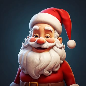 A jovial cartoon portrait of Santa Claus, exuding festive cheer with his rosy cheeks and merry expression. Generative AI.