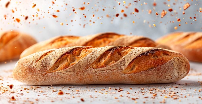 French baguette, bread and flour product AI generated image