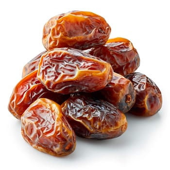 Dried dates on white isolated background AI generated image