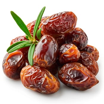 Dried dates on white isolated background AI generated image
