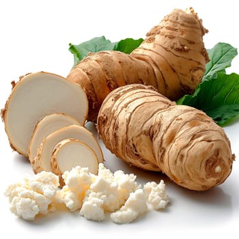 Garden weed vegetable horseradish on a white isolated background AI generated image