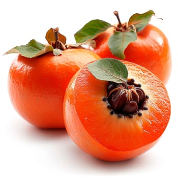 Persimmon on a white isolated background AI generated image
