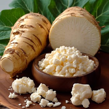 Garden weed vegetable horseradish on a white isolated background AI generated image