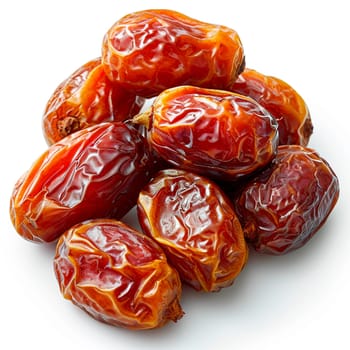 Dried dates on white isolated background AI generated image
