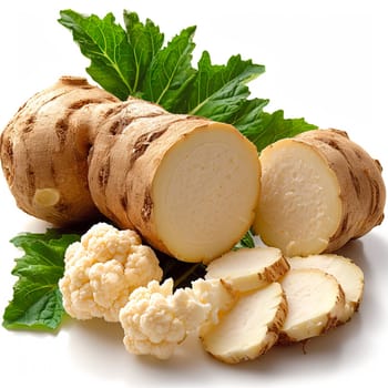 Garden weed vegetable horseradish on a white isolated background AI generated image