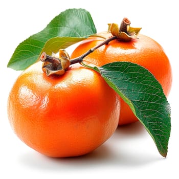 Persimmon on a white isolated background AI generated image