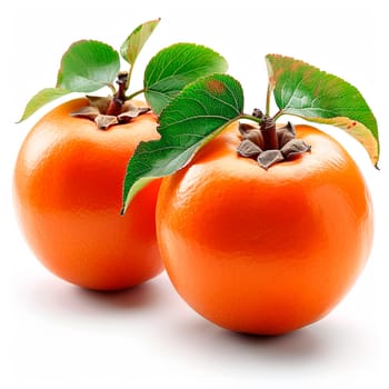Persimmon on a white isolated background AI generated image