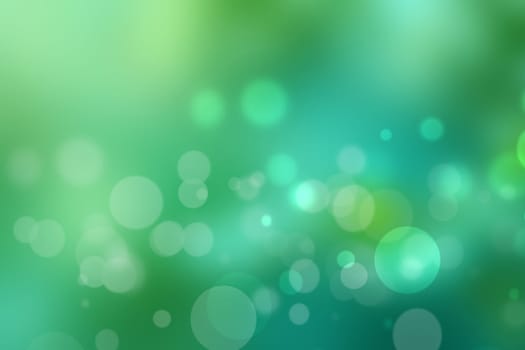 Abstract blurred fresh vivid spring summer light delicate pastel turquoise green bokeh background texture with bright circular soft color lights. Beautiful backdrop illustration.