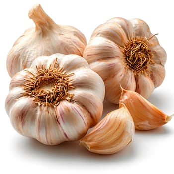 Garlic on a white isolated background AI generated image