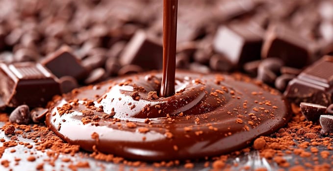 Liquid chocolate, milk cream chocolate AI generated image