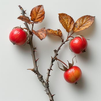 Rosehip on a white isolated background AI generated image