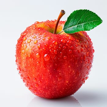 Ripe red apple on a white background AI generated image