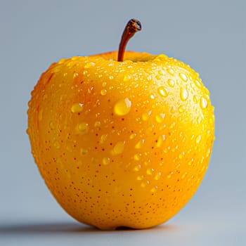 Ripe yellow green apple on a white background AI generated image