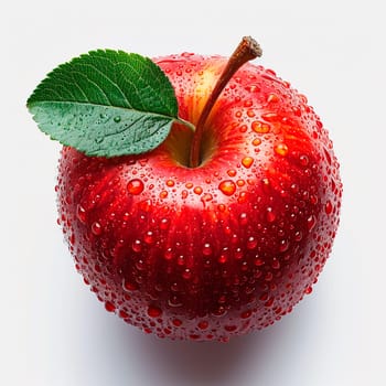 Ripe red apple on a white background AI generated image
